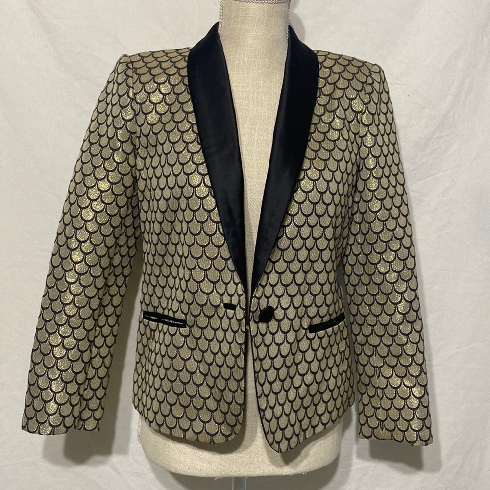 Juicy Couture Metallic Gold Scallop Blazer